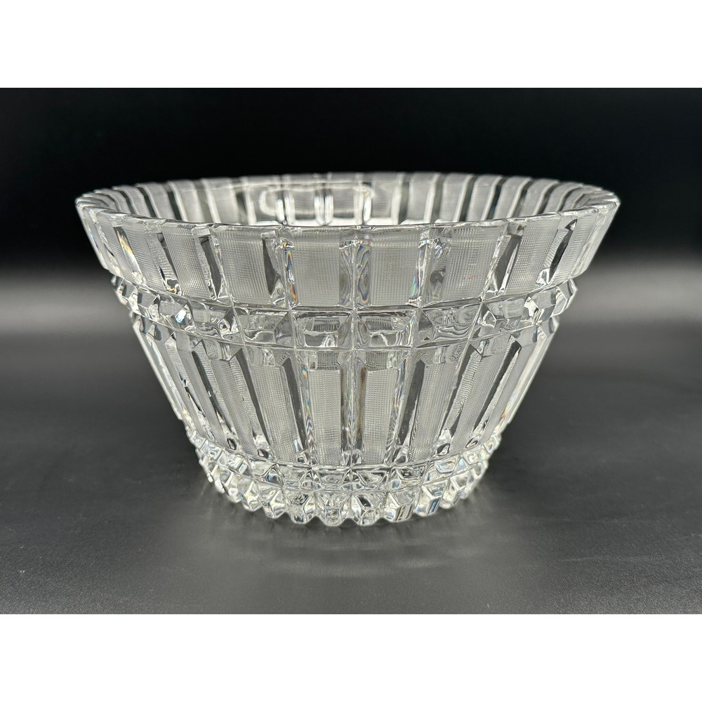 Vintage Russian Cut Lead Crystal Bowl 11in Oval Scalloped Serving Dish Clear - Picture 6 of 8